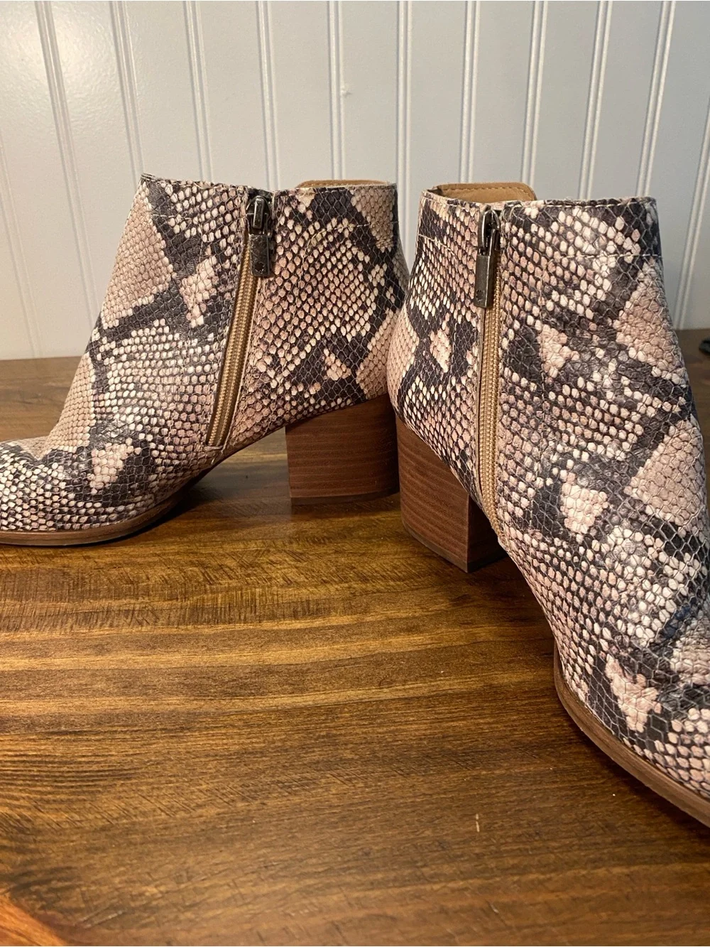 Lucky Brand - Women’s size 8.5 - Leather Upper - Faux Snake-Print Ankle Boots